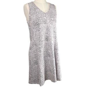 Loft Off-White Floral Print V-Neckine Sleeveless Zip-Up A-Line Midi Dress 10